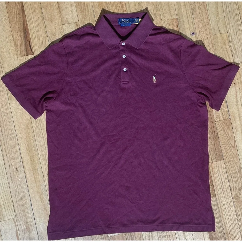 Polo Ralph Lauren Men's Short Sleeve Polo Shirt Burgundy Red Classic Fit Size L